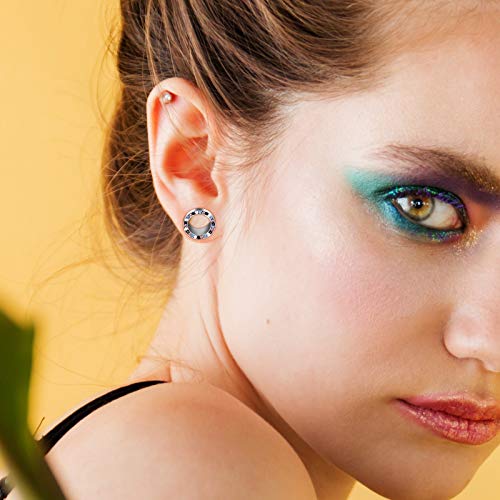 YOFANST 6pcs Stainless Steel Clear Gem Ear Tunnels CZ Ear Piercing Plugs Stretcher Expander 0g
