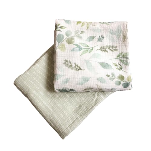 Life Comfort 8 Piece Nursery Bundle, Botanical Green includes 1 Reversible Comforter, 2 Fitted Sheets, 1 Soft Blanket, 2 Flannel Receiving Blankets, 1 Bunny Baby Buddy & Muslin Wearable Sleep Sack