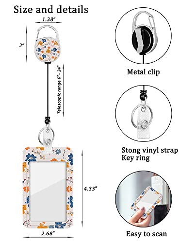 2 Pack Badge Holder and Heavy Duty Retractable Reel, ID Badge Holders with Retractable Clip for Nurse Teacher Student Office Women Men