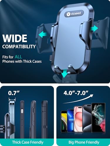 VICSEED Phone Holders for Your Car [Strongest Suction] [Rally Racing-Grade Stability] 2024 Upgrade Universal Car Phone Holder Mount Dashboard Windshield Vent Phone Mount for Car for iPhone All Phones