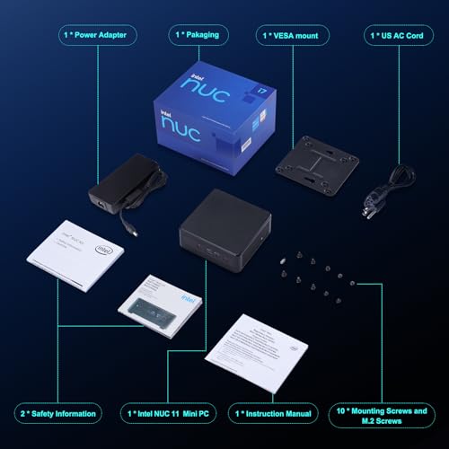 Intel NUC 11 NUC11PAHi7 32GB DDR4 RAM,1TB SSD,Win 11 Pro Mini PC,Core i7-1165G7 Processor 12M Cache, up to 4.7 GHz Mini Desktop Computer, Thunderbolt 4/Support 8K/WiFi 6/4K Quad Display/Bluetooth 5