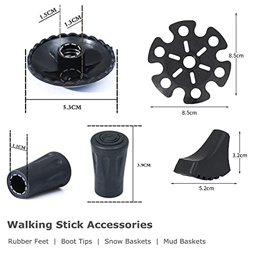 Walking Stick Tips Rubber 4 Pack Trekking Pole Tips Replacement- Rubber Feet for Hiking Poles, Walking Sticks, Trekking Poles | Rubber Tip for Walking Sticks Hiking Trekking Poles | Boot Tips