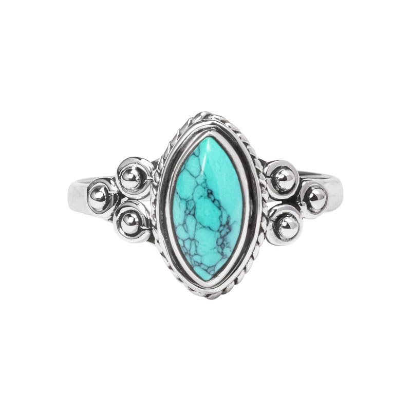 Turquoise Stone Ring, 925 Sterling Silver Ring For Women Girls, Statement Promise Ring, Natural Gemstone Ring, Handmade Ring Christmas Gifts For Her, Ring Size US 5