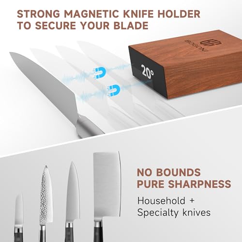 Knife Sharpener, Rolling Knife Sharpener with Diamond and Ceramic Discs, 15° and 20° Magnetic Angle, Roller Knife Sharpening for Kitchen and Pocket Knives, Razor-Sharp Knife Sharpening Kit, Ideal Gift