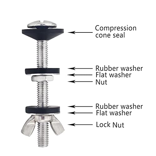 Universal Toilet Tank To Bowl Gasket,2 Kind Gasket and 2 Sets 5/16*3.15 inch Stainless Steel Heavy Duty Rustproof Bolt Hardware Kit,Fits Most 2-Inch and 3-Inch flush valve opening 2-Piece Toilet Tanks