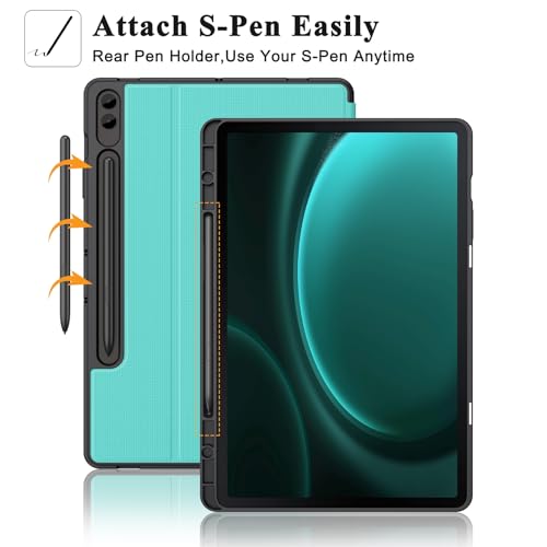 Soke Galaxy Tab S9 Plus/S9 FE+ Plus Case with S Pen Holder[SM-X610/X616B/X810/X816B/X818U]- Shockproof Smart Folio Stand Case, Soft TPU Back Cover for Samsung Galaxy Tablet S9+ 12.4 Inch,Light Blue