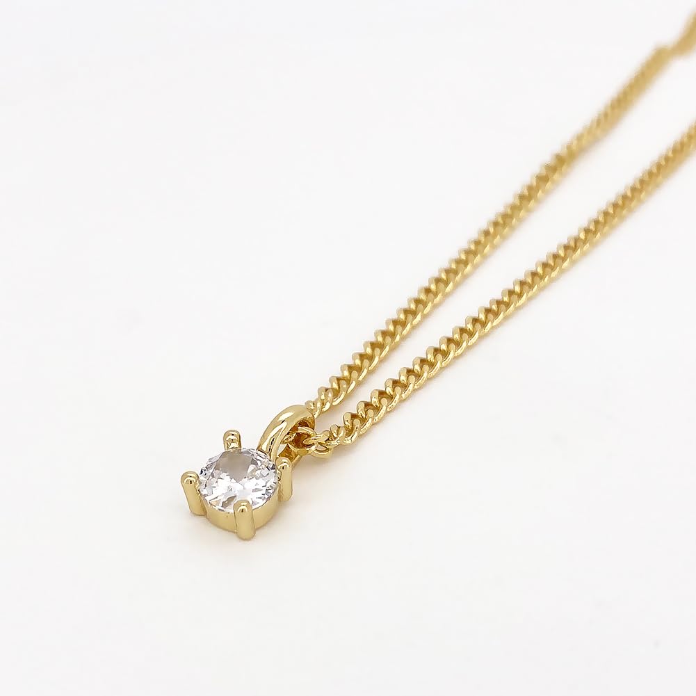 Obidos 14K Gold Plated Cubic Zirconia Diamond Pendant Necklace for Women | Adjustable Slider
