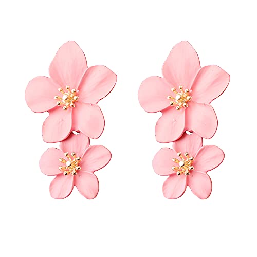 Seakuur Boho Flower Stud Earrings for Women Flower Shaped Daisy Earrings with Gold Bud (Gold)