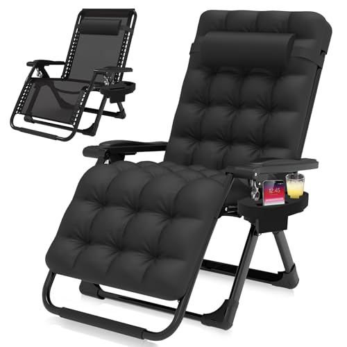 Suteck Zero Gravity Chair, 26In Lounge Chair w/Removable Cushion & Headrest, Upgraded Lock, Large Cup Holder&Footrest, Reclining Patio Chairs Recliner for Indoor Outdoor, American Flag