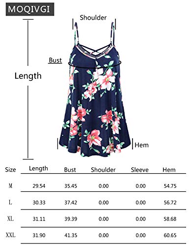 MOQIVGI Floral Tops for Women Summer Criss Cross Camisole Tank Top Soft Breathable Cool Babydoll Going Out Strappy V Neck Blouse White Medium