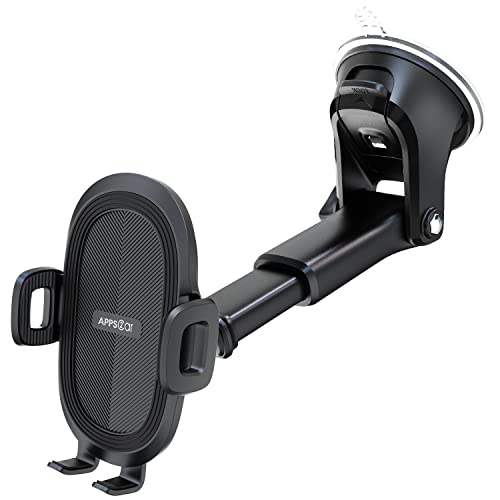 APPS2Car Suction Cup Phone Mount, Universal Phone Holders for Your Car Windshield/Dashboard/Window, Cell Phone Holder Car with Sticky Gel Pad, Compatible with iPhone, Samsung, All Cellphone