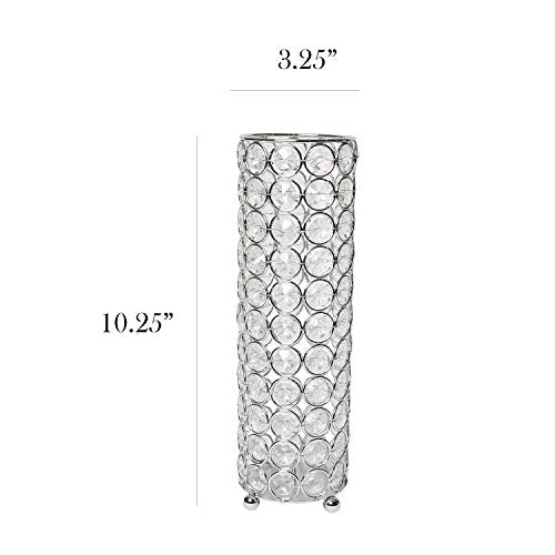 Elegant Designs HG1011-CHR Elipse Crystal Decorative Flower Vase, Candle Holder, Wedding Centerpiece, 10.25 Inch, Chrome