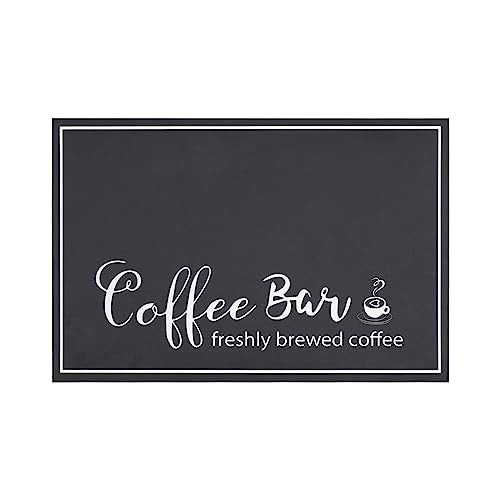 Findosom Dish Drying Mat, 12"x20" Absorbent Coffee Bar Mat for Countertops, Coffee Bar Accessories with Coffee Cup Pattern for Kitchen Counter Coffee Maker Coffee Pot Dining Room Decoration