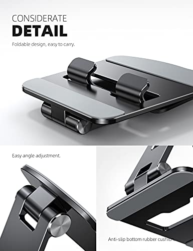 Lamicall Adjustable Tablet Stand Holder - Foldable Tablet Dock, 360 Degree Rotating Desktop Tablet Mount, Compatible with iPad Pro 11 / 12.9, Mini, Air, Tabs, Kindle and 4.7" - 13" Tablet - Black