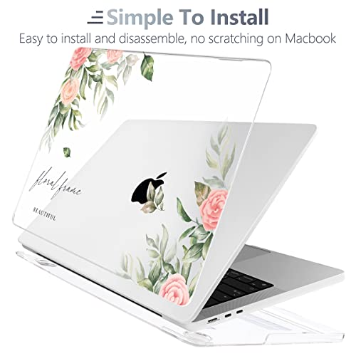 Batianda Compatible with New MacBook Air 13 inch Case 2024 M3/M2 Chip Model A3113/A2681, Plastic Crystal Hardshell Keyboard Cover for MacBook Air 13.6 inch & USB-C OTG Adapter, Lovely flower