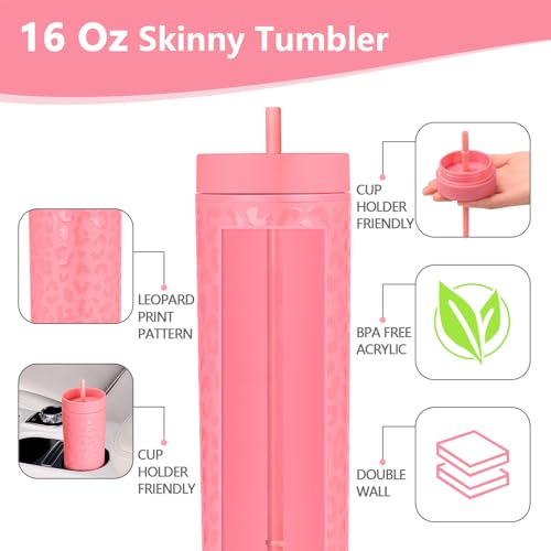 Modwnfy 12 Pack 16Oz Matte Black Acrylic Tumbler Set with Lids and Straws, Reusable Double Wall Plastic Tumblers for Cold Hot Drinks