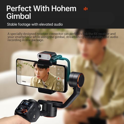 hohem Microphone MIC-01 2.4G Wireless Lavalier Microphone for Smartphone Camera Laptop Tablet, 3-Level Noise Cancelling 7.5H Battery Life Built-in TF Card Slot Remote Shutter Control