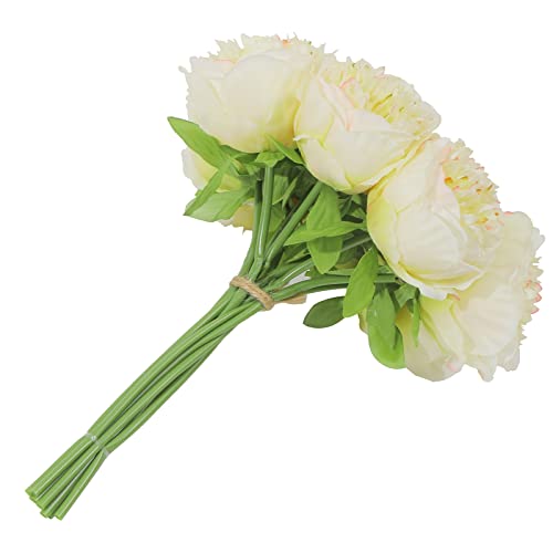 U'Artlines 10 Heads Artificial Peony Silk Flower Leaf Home Office Wedding Party Festival Bar Decor (Black)