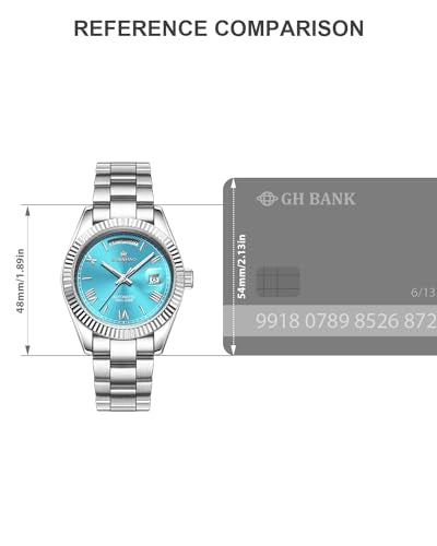 GUANHAO Men's Automatic Mechanical Business Luxury Watch,40mm Luminous Dial,100 Meter Water Resistant,Luxury Fashion Business Casual Sport Designer Watch with Calendar Function,Stainless Steel Strap.