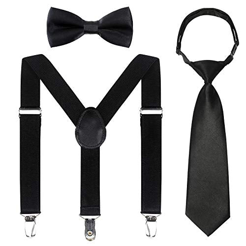 Kajeer Kids Suspender Bowtie Necktie Sets - Adjustable Elastic Classic Accessory Sets for 6 Months to 13 Year Old Boys & Girls (Orange, 26 Inches (Fit 6 Months to 6Years))