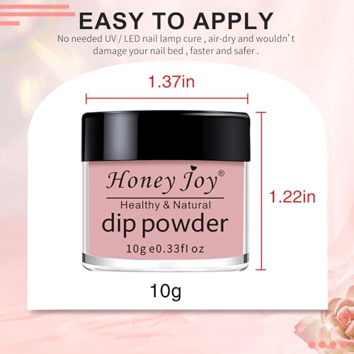 Honey Joy Dip Powder Nail Kit Starter,4 Colors Gentle Nude Brown Pink Neutral Skin Dipping Powder Liquid Set with Base Top Coat for Nail Art Manicure Salon DIY No LED Nail Lamp Needed，Dip-7pcs-07