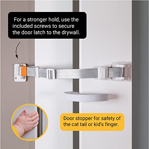 SVD.PET (2-Pack) Cat Door Latch & Stopper: A Simpler Pet Gate Solution to Dog Proof Your Home & Keep Dogs and Kids Out of Litter Box & Cat Feeder. No Cut Cat Door Interior Door. (Black)