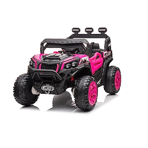 Nitoess 12V Kids Ride On Car with Remote Control,Battery Powered Ride On Truck,4Wheels Electric Car for Kids Ride On Truck for Boys,LED Lights,Music(Khaki)