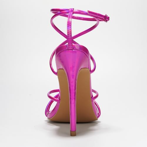 Cape Robbin Women's High Heels Strappy Stiletto Sandals Open Toe, Sexy Party Evening Dress Pumps for Women (Nabil) - Pink Size 6