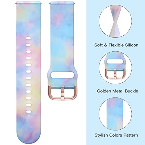 GEAK Compatible with Samsung Galaxy Watch Bands 7 6 5 4 FE/Galaxy Watch 7 6 5 4 Bands 40mm 44mm, 20mm Silicone Band for Galaxy Watch 5 pro/Watch 4 6 Classic 42mm 46mm 43mm 47mm Women Pink Flower
