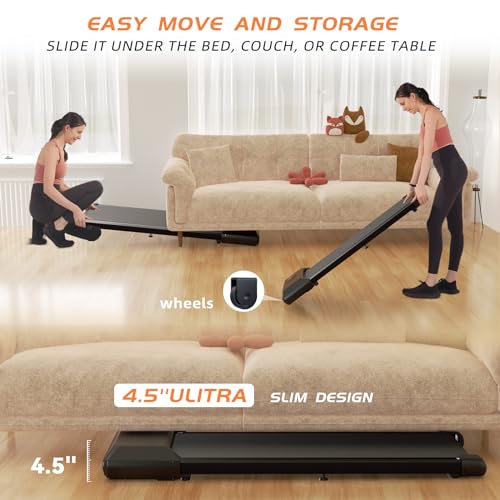 Walking Pad, Under Desk Walking Pad Treadmills for Home/Office, 2 in 1 Walking Jogging Portable Desk Treadmill with APP&Remote Control LED Display, Easy Operation for Beginners (Black-1)
