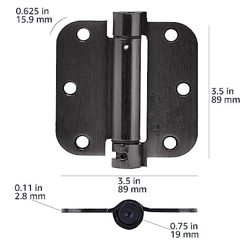 Amazon Basics Self-Closing Door Hinge, 3.5 Inch x 3.5 Inch, 1 Piece, Oil Rubbed Bronze