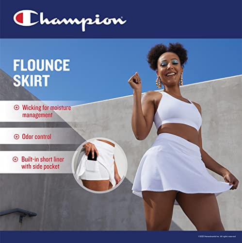 Champion Women's, Moisture-Wicking, City Sport Flounce Skort with Built-in Shorts, 3", High Tide Coral, X-Small