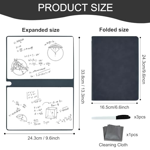 Vuzvuv Dark Blue A5 Size Portable Small 9.6 x 6.6in White Board with 3 Pens and 1 Cleaning Cloth,Reusable Dry Erase Board for Office Home Supplies,Notebook Memo