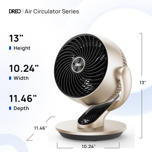 Dreo Smart Desk Fan for Bedroom, 13" Powerful 70 ft Whole Room Air Circulator Fan, 120°+90° oscillating fans with Voice Control, 4 Speeds, 5 Modes, 12H Timer Portable Table Fan for Office, Home