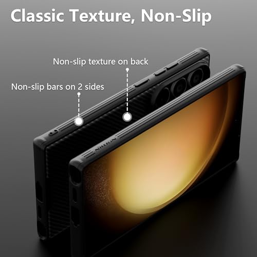 Nillkin for Samsung Galaxy S24 Case with Camera Cover, [Non Slip & Anti-Fingerprint] [Drop Protection], Slim Thin Protective Phone Case for Samsung S24 6.1 Inch, Black