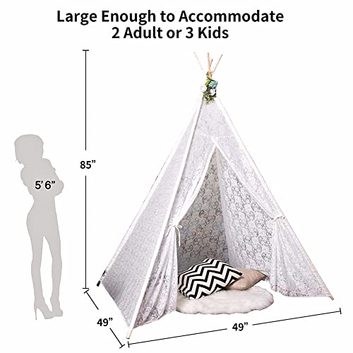 Huge Teepee Tent for Adult Super Large 85 inch Height Luxury Lace - Kids Adult Teepee Beach Tent for Party Outdoor Wedding Teepee Tent, Picnic Tent by Avrsol