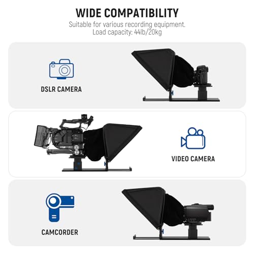 NEEWER Teleprompter X16 with RT113 Remote & App Control, 16" Beamsplitter, Aluminum Alloy Foldable Design, QR Plate Compatible with 501PL iPad Android Tablet Camera Camcorder Up to 44lb/20kg