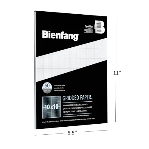 Bienfang Designer Grid Graph Paper Pad, 10x10 Cross Section, 8.5 x 11 Inches, 50 Sheets