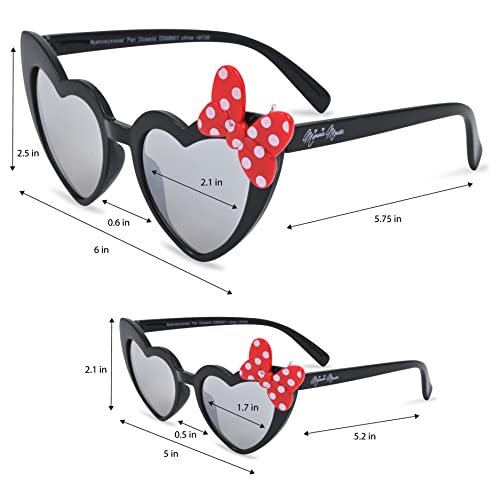 Disney Minnie Mouse Sunglasses for Girls | 2 Pack Mommy and Me Matching Sunglasses and Pouch Sets (Black)