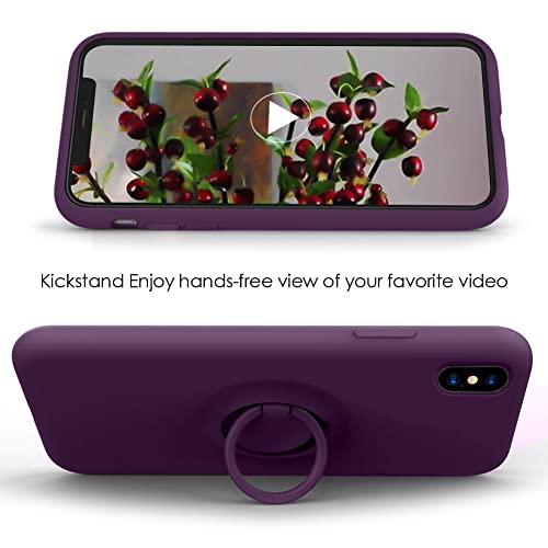 MOCCA for iPhone 11 Pro Case with Ring Kickstand | Anti-Scratch | Soft Microfiber Lining | Full-Body Shockproof Protective Silicone Case for iPhone 11 Pro 5.8inch - Purple