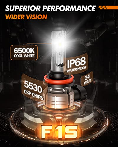 SEALIGHT H11 H8 H16 LED Fog Light Bulbs, 10000LM 24W Strong Penetration H8 H9 H16 H11 Fog Lights LED Bulb, 6500k Cool White 5530 CSP Chips, IP68 Waterproof Plug and Play, Pack of 2