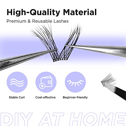 BEYELIAN Cluster Lashes C Curl 144 Pcs Individual Mega Lash Clusters False Eyelashes Extension Natural Look Reusable Glue Bonded Black Super Thin Band Mix DIY Eyelash Extension Style719