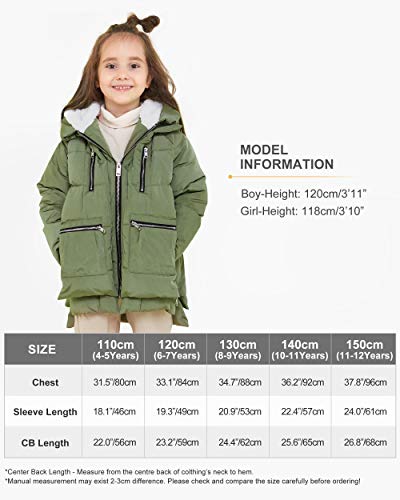 Orolay Children Hooded Down Coat Girls Quilted Puffer Jacket Boys Winter Jackets Green 120CM