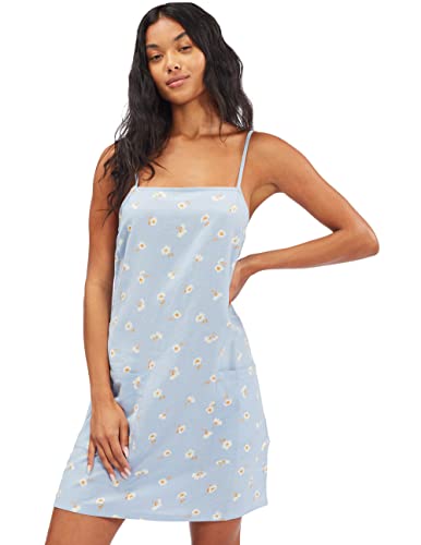 Billabong Women's Straight Round Woven Mini Sundress Dress, White/Multi, Medium