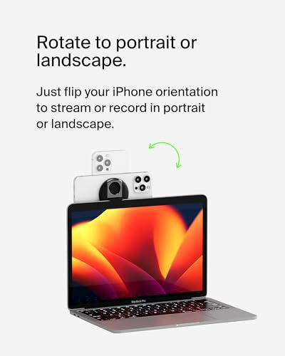 Belkin iPhone MagSafe Camera Mount for MacBook, Continuity Camera Mount, Turn to Webcam, Compatible with MacBook Pro, Air, iPhone 16, 15, 14, 13, 12 - Black