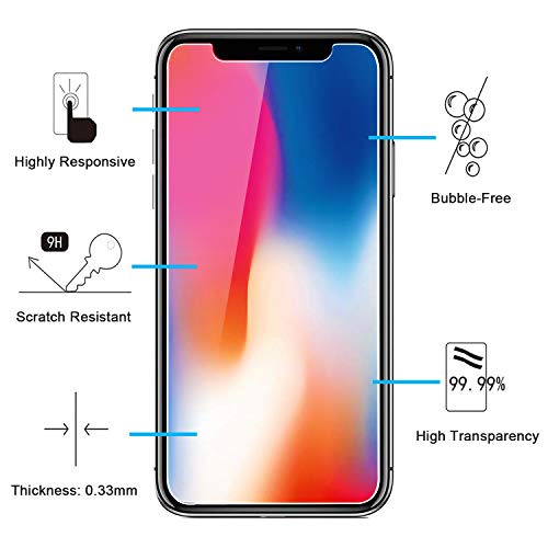 NEW'C [3 Pack Designed for iPhone 11 Pro and iPhone X and iPhone XS Screen Protector Tempered Glass, Case Friendly Anti Scratch Bubble Free Ultra Resistant