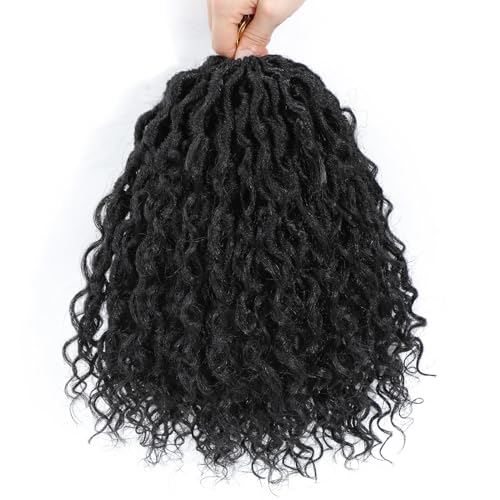 Goddess Locs Crochet Hair 14 Inch, 8 Packs Faux Locs Crochet Hair Pre Looped for Women, Boho Crochet Locs with Curly Ends (14 Inch 8 Packs, OT30#)