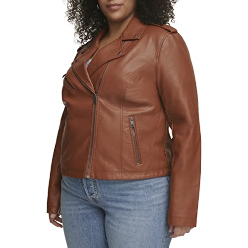 Levi's Women's Faux Leather Classic Asymmetrical Motorcycle Jacket (Standard & Plus Sizes), Camel, Small