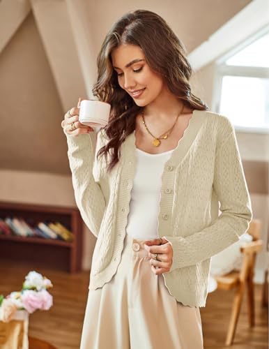 Purple Cardigan Sweater for Women Long Sleeve Button Down Sweater Lightweight Open Front Cardigan Shrug(Purple,M)