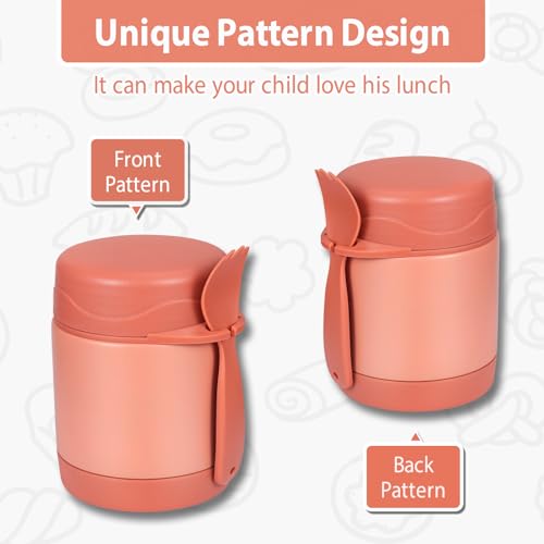 10oz Soup Thermo for Hot Food Kids,Lunch Thermo Kids Food Jar with Spoon Hot Insulated Food Containers,Leak Proof Stainless Steel Wide Mouth Lunch Food Thermo Jar for School(Pink-Flamingo)